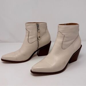 Rag & Bone Size EU 37.5 US 7 Women's Razor White Leather Heeled Boots